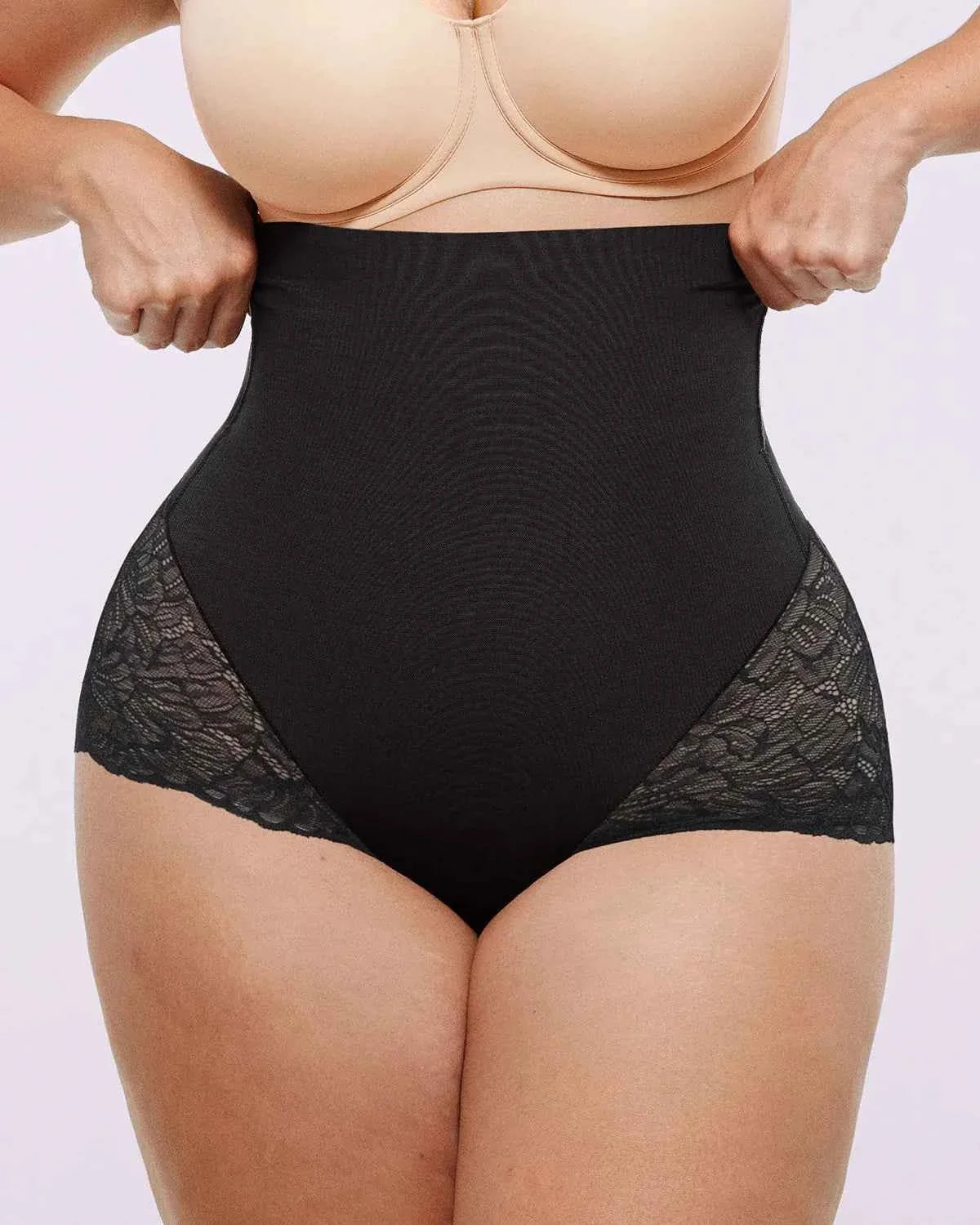 Bare Essentialsâ„?High-Waisted Brief - Sheer Lace Black