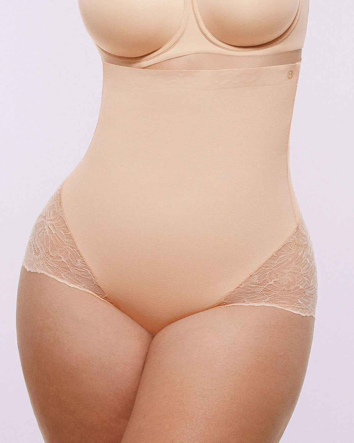 Bare Essentialsâ„?High-Waisted Brief - Sheer Lace Black