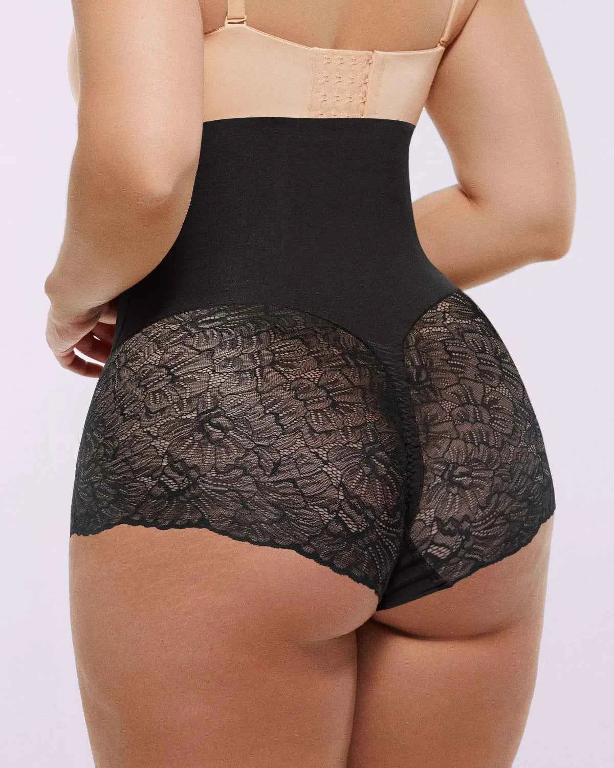 Bare Essentialsâ„?High-Waisted Brief - Sheer Lace Black