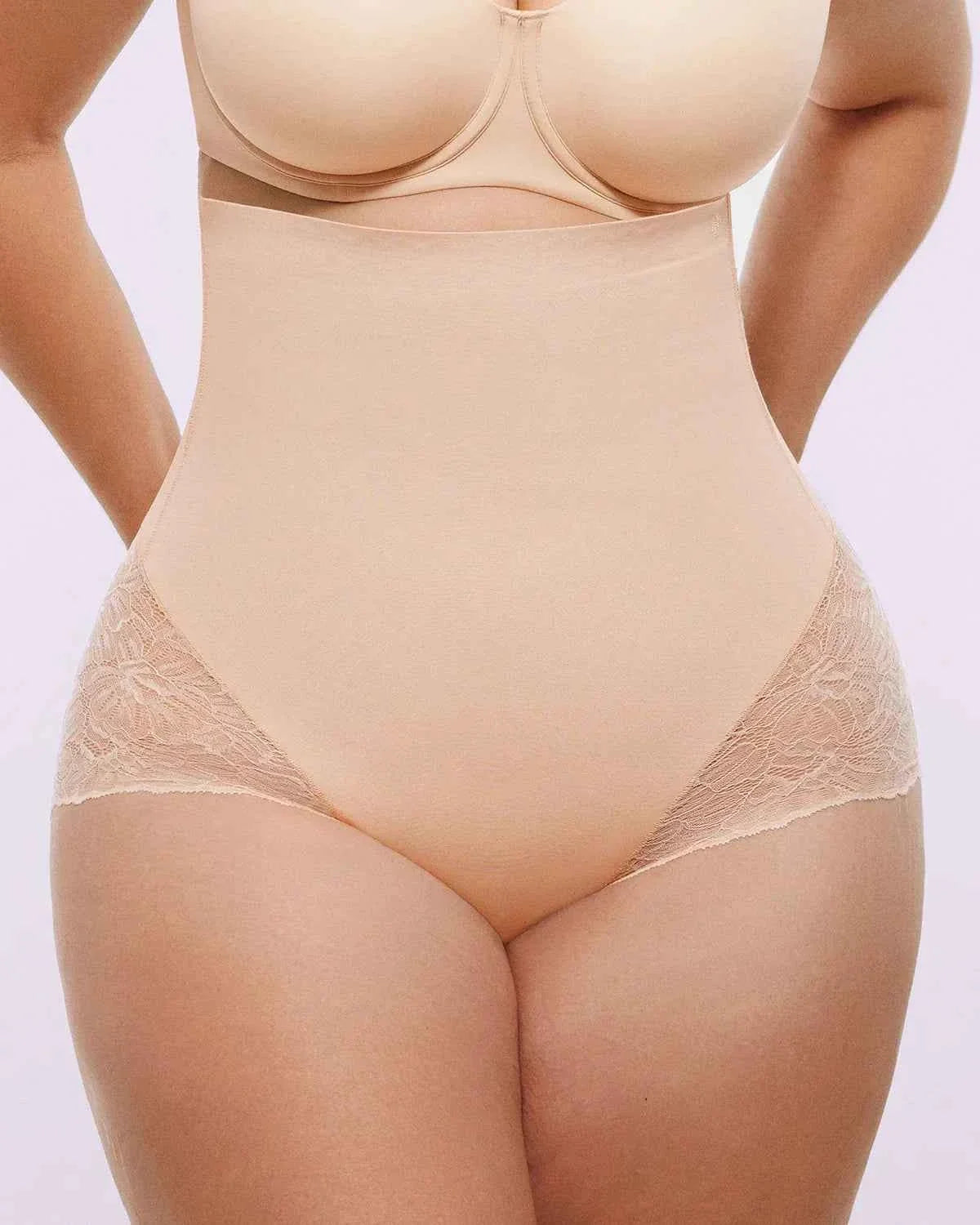 Bare Essentialsâ„?High-Waisted Brief - Sheer Lace Black