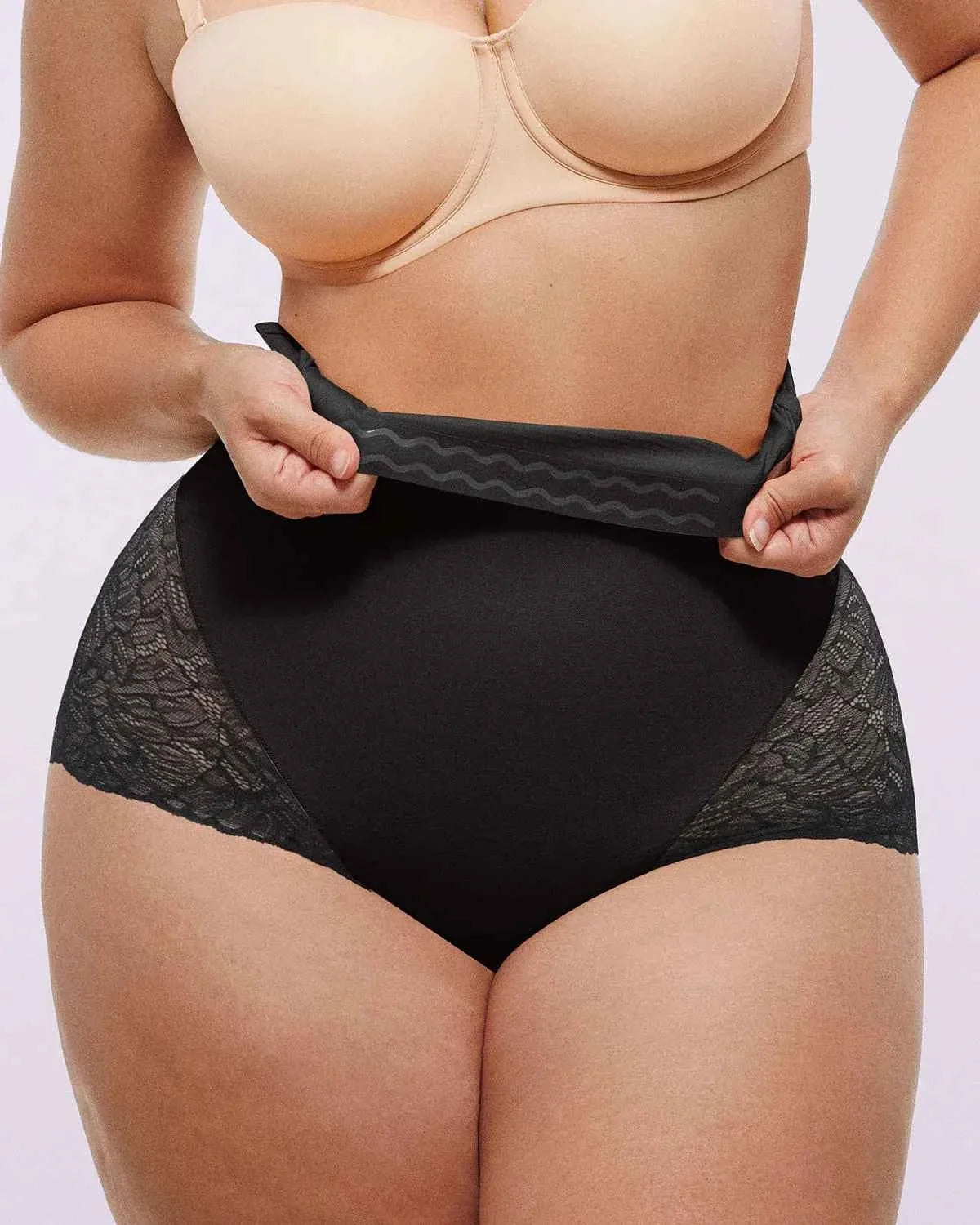 Bare Essentialsâ„?High-Waisted Brief - Sheer Lace Black