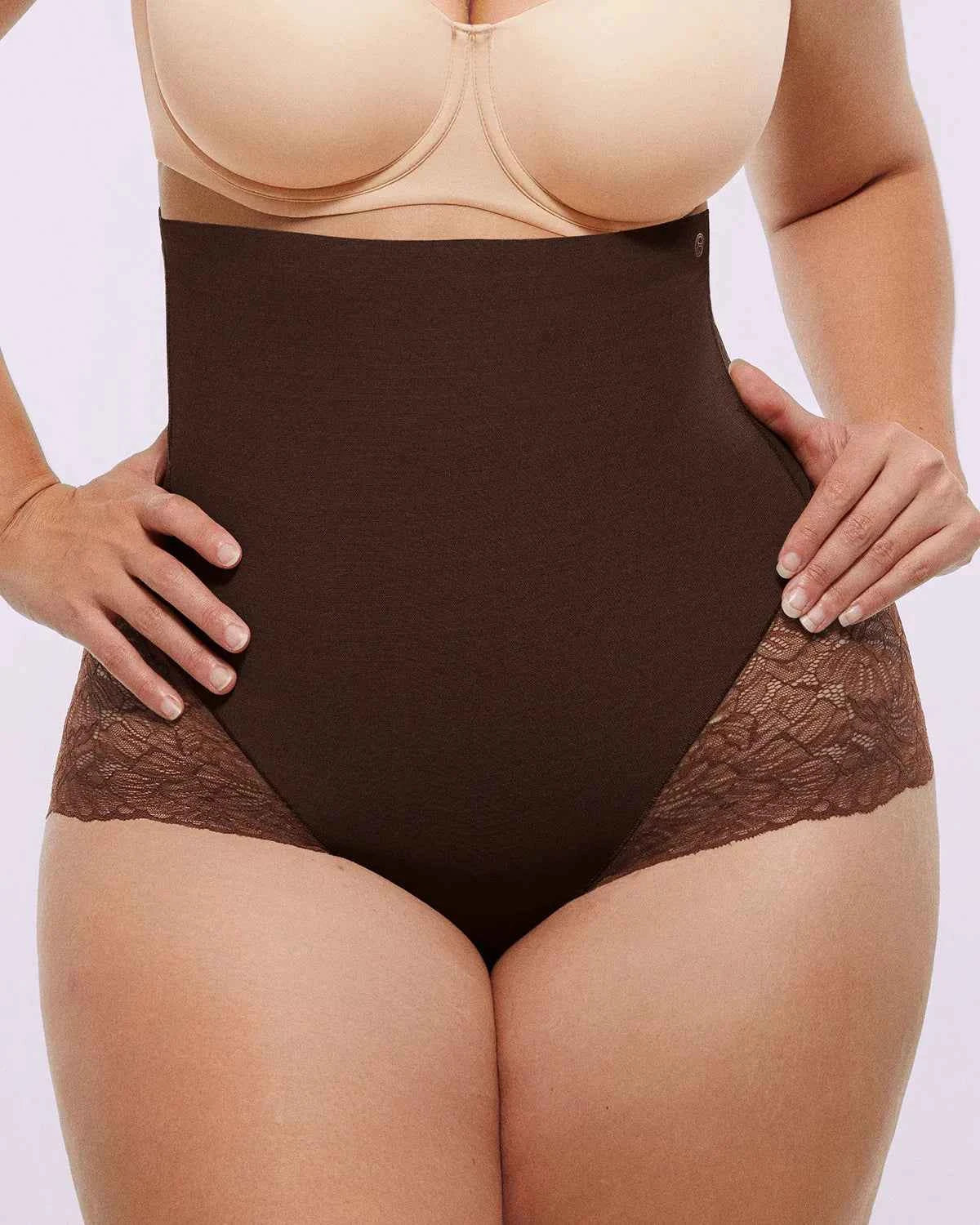 Bare Essentialsâ„?High-Waisted Brief - Sheer Lace Black