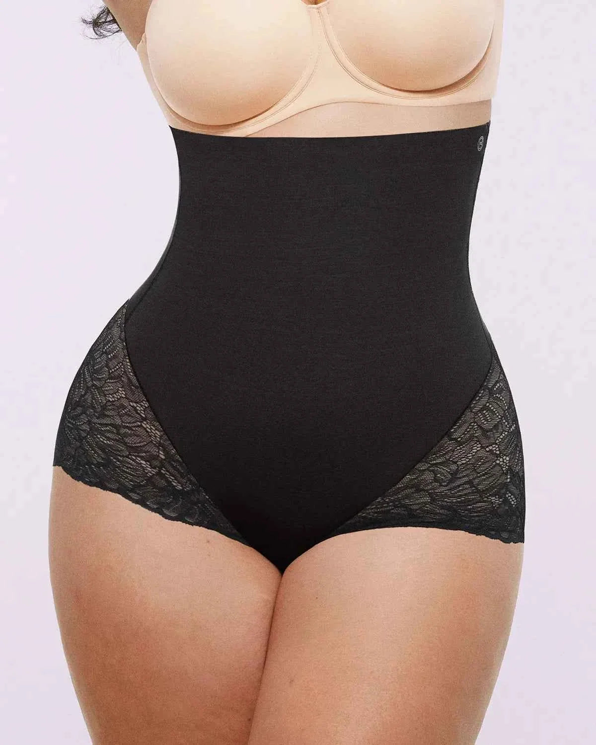 Bare Essentialsâ„?High-Waisted Brief - Sheer Lace Black