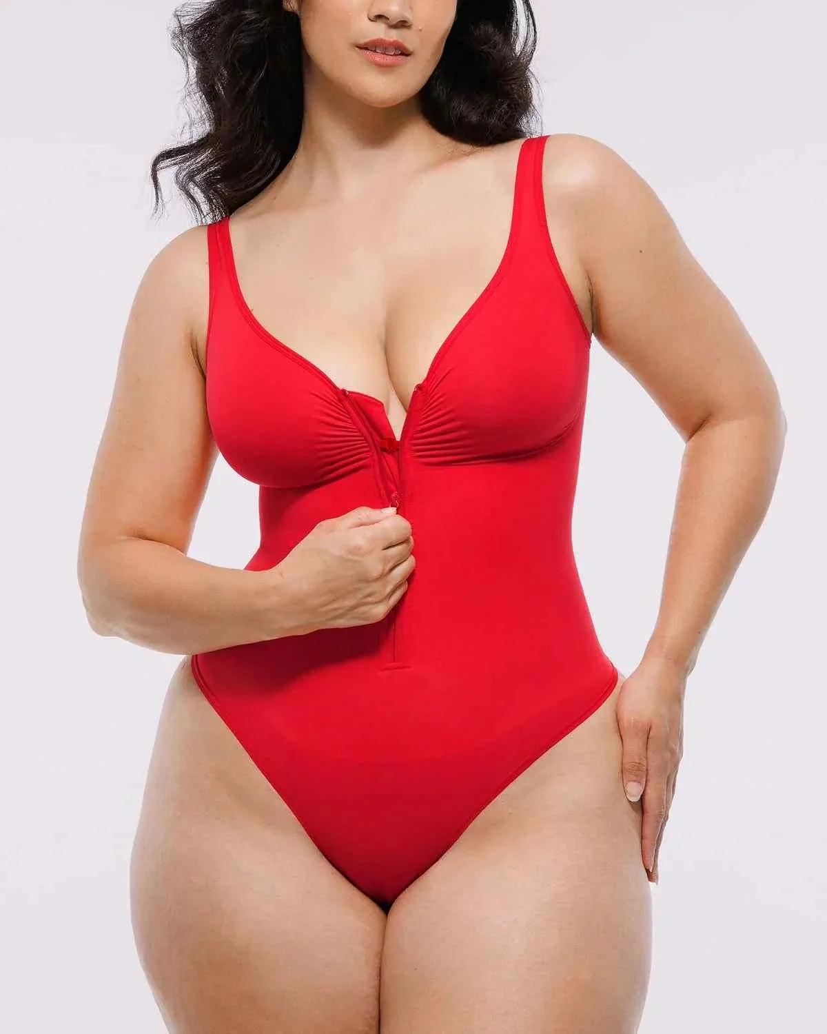Bare Essentials Thong Bodysuit - Skin Flow Zipper Front