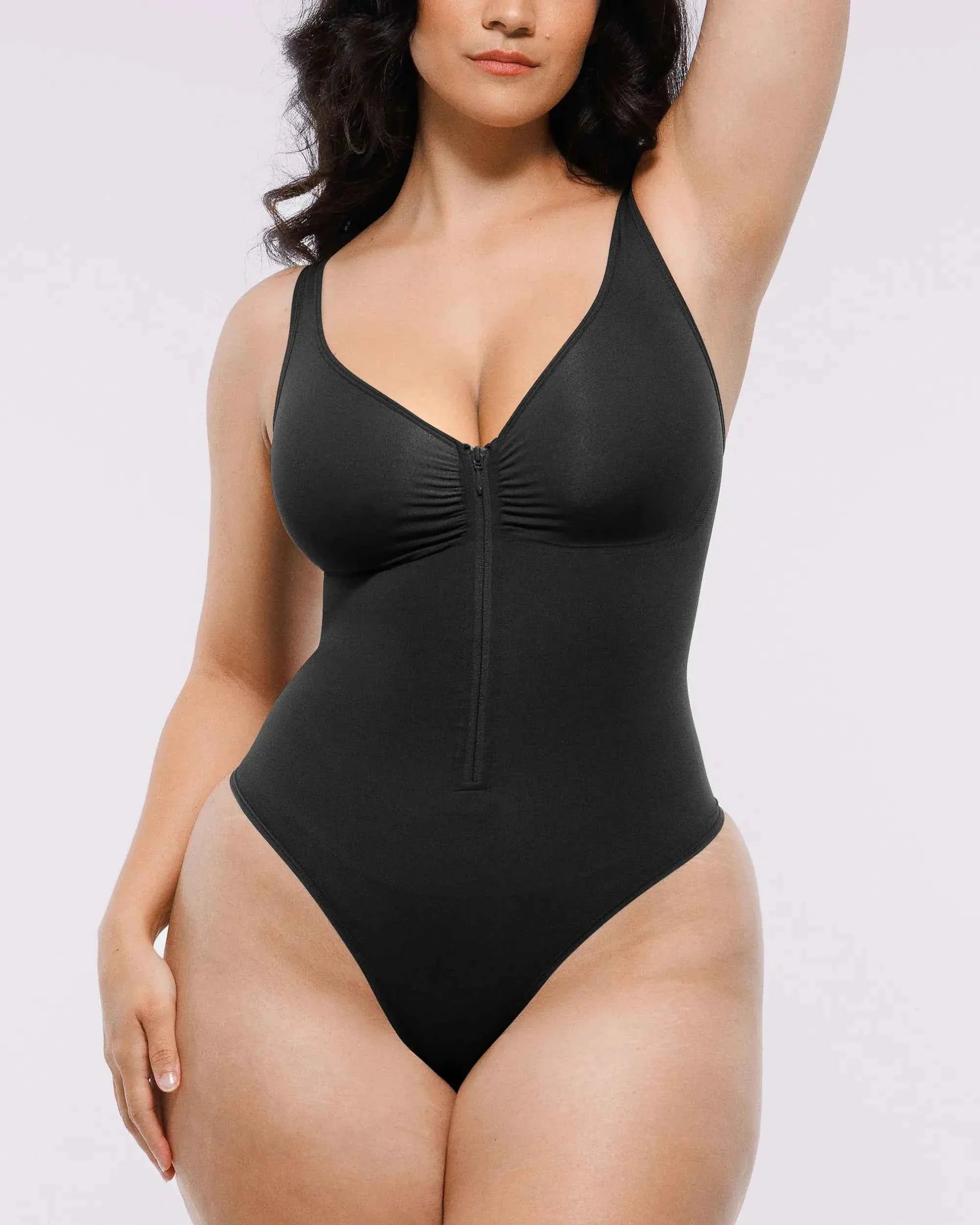 Bare Essentials Thong Bodysuit - Skin Flow Zipper Front