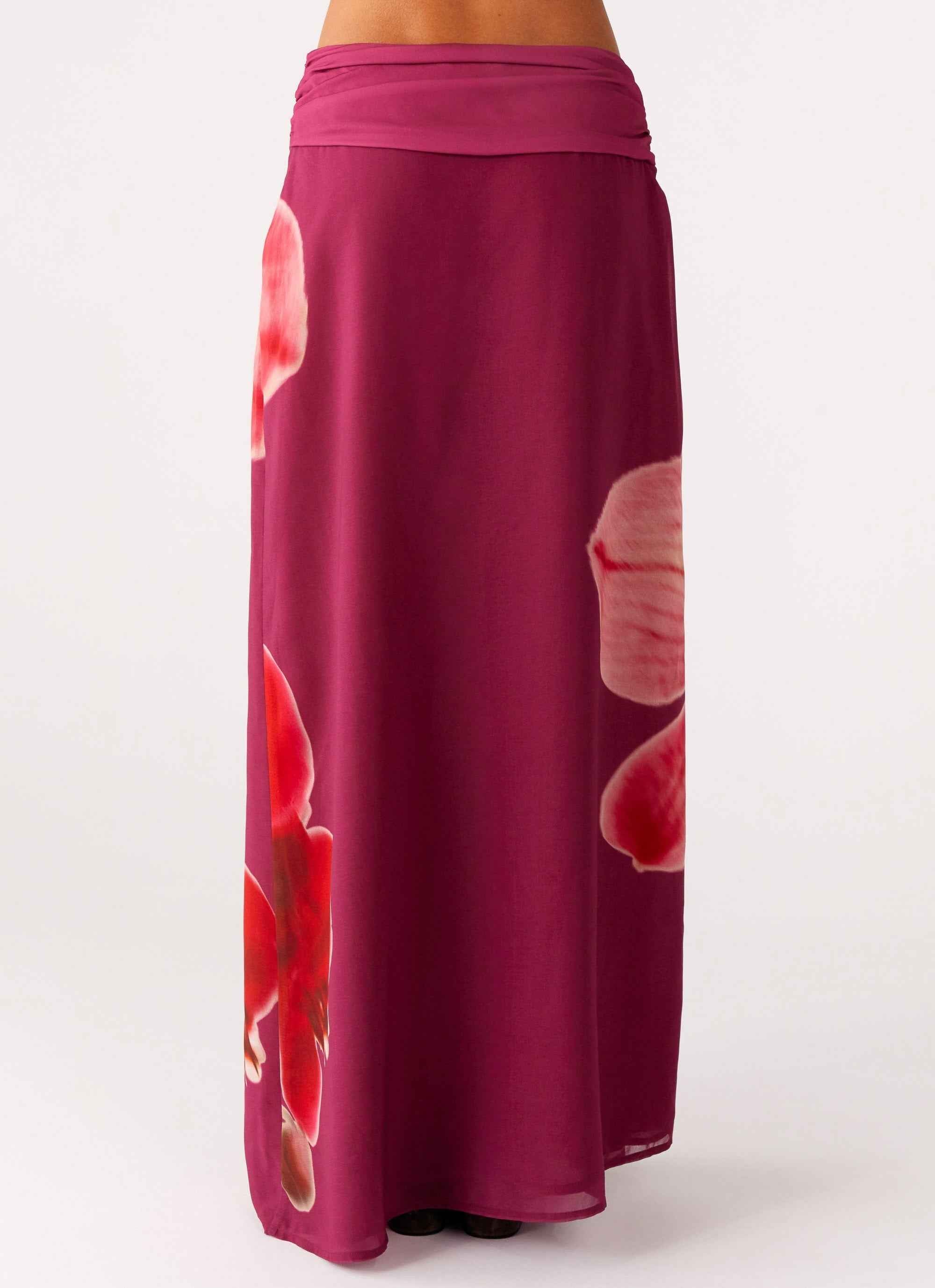 Blushing Bloom Maxi Skirt - Violette Ruched