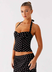 Breanne Midi Top - Black Polka Dot Corset