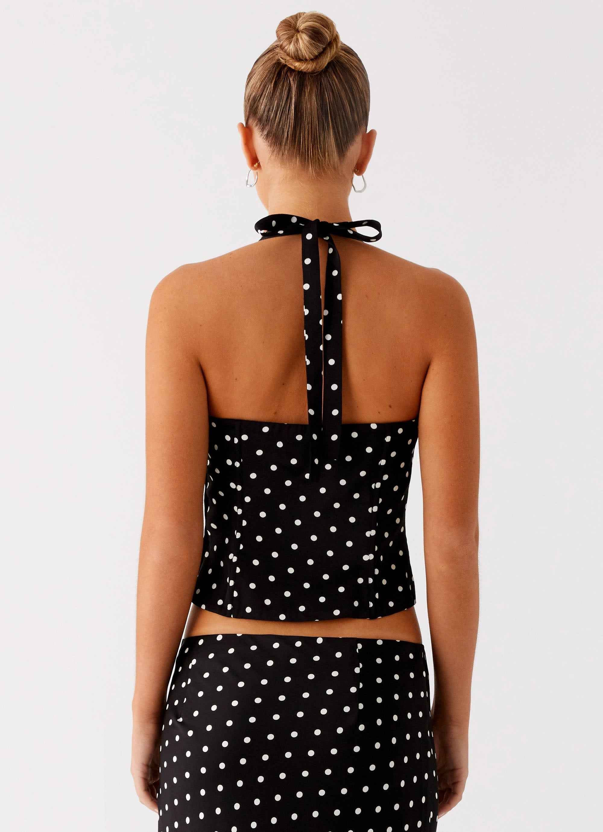 Breanne Midi Top - Black Polka Dot Corset
