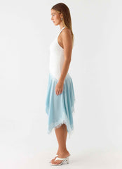 Brionee Midi Dress - Pale Blue Lace Trim