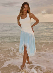 Brionee Midi Dress - Pale Blue Lace Trim