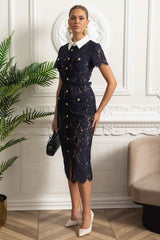 FLORAL LACE MIDI COCKTAIL PARTY DRESS