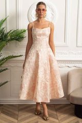 FLORAL FITTED MIDI PARTY COCKTAIL DRESS