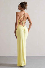 Dressing Up Maxi Dress - Lemon Open Back