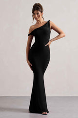 Lita Maxi Dress - Black Twisted Asymmetric