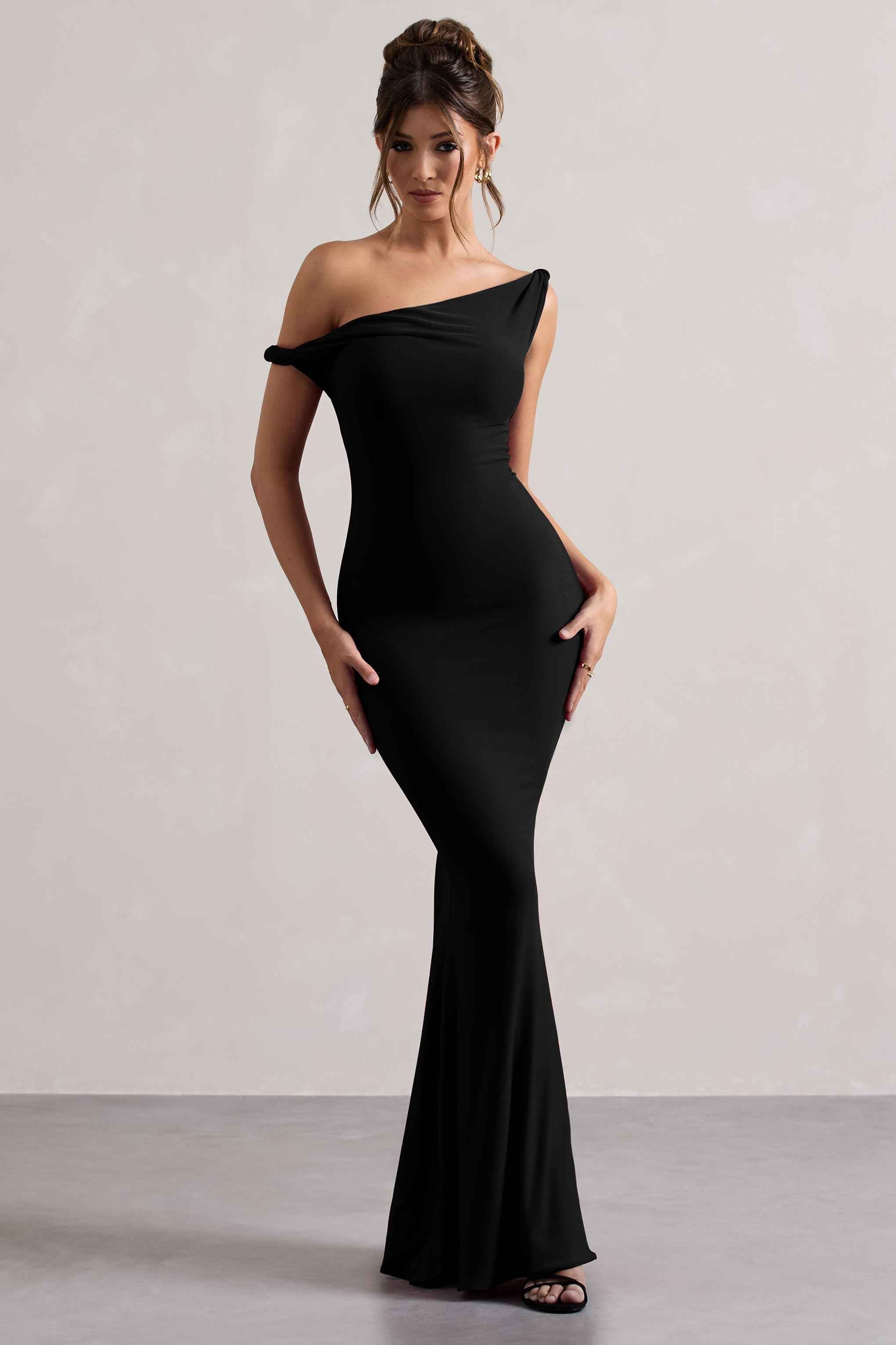 Lita Maxi Dress - Black Twisted Asymmetric