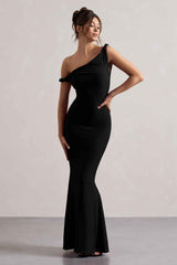 Lita Maxi Dress - Black Twisted Asymmetric