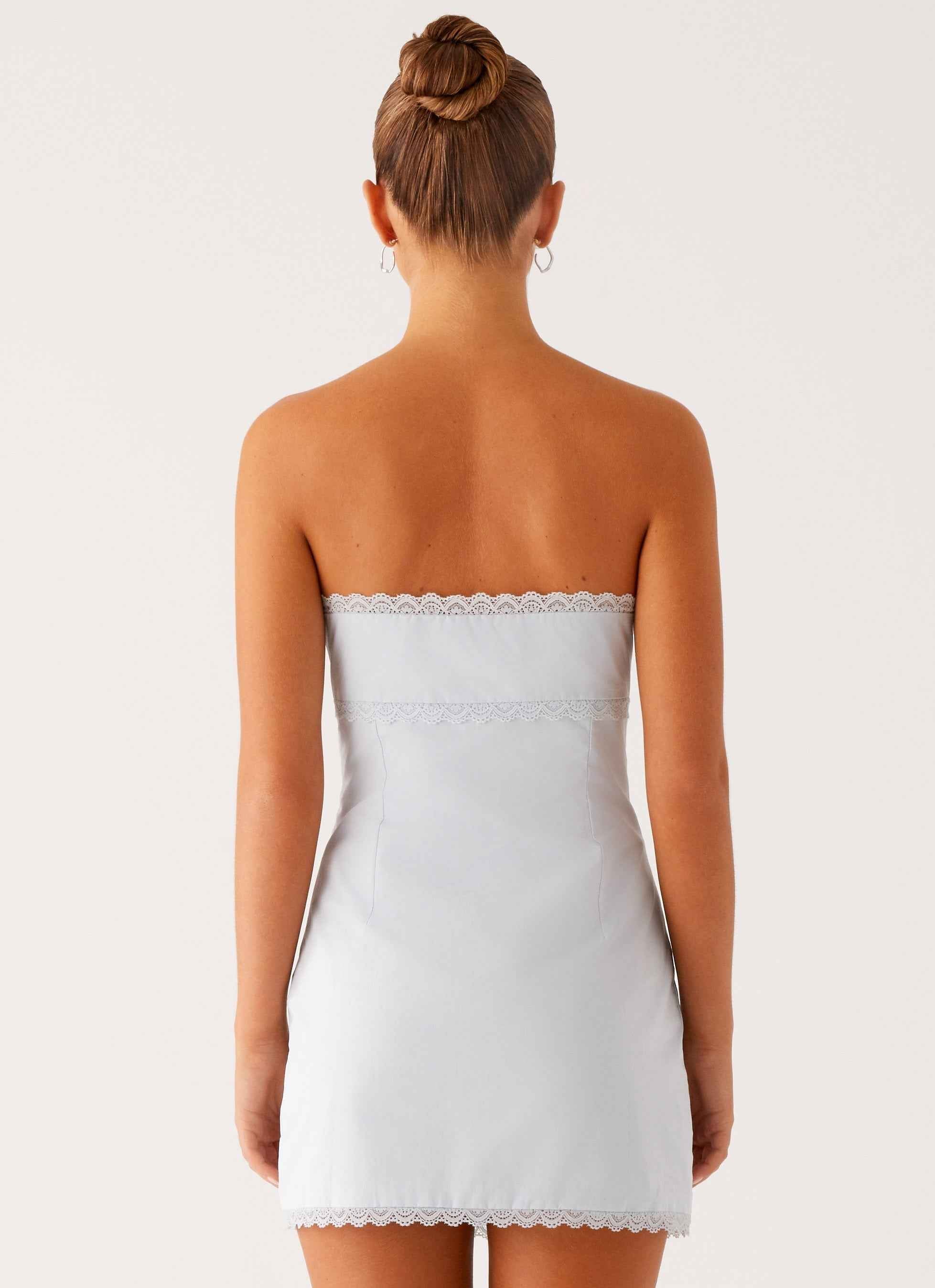 Cala Mini Dress - Blue Lace Strapless
