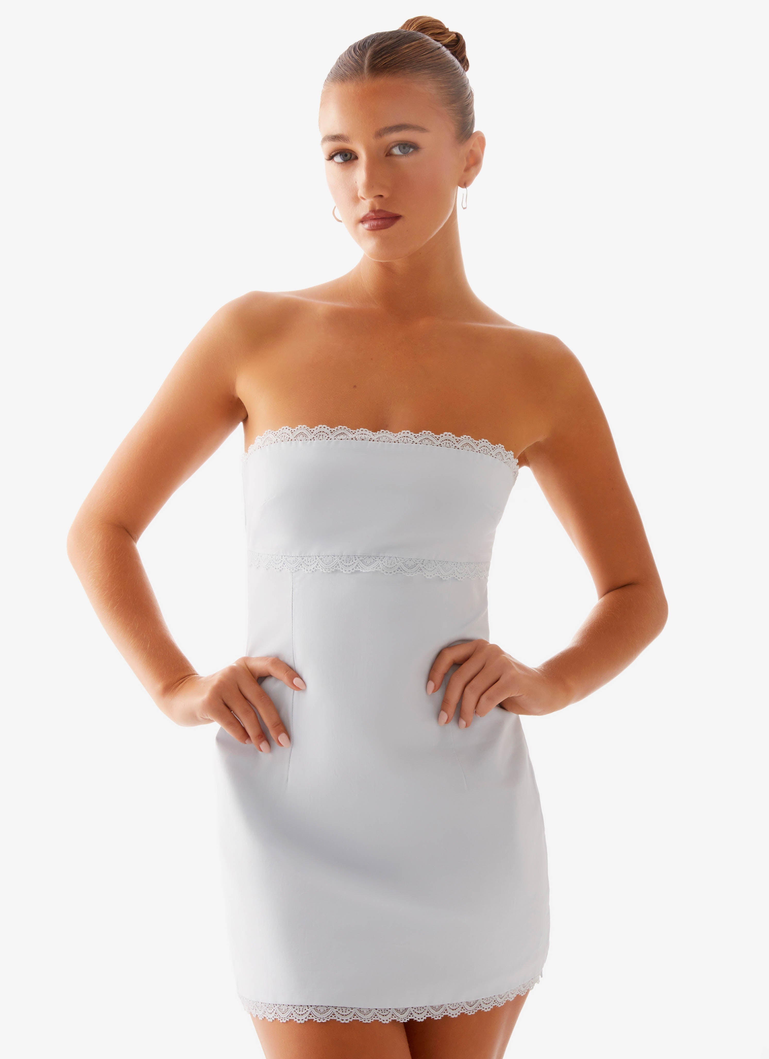 Cala Mini Dress - Blue Lace Strapless