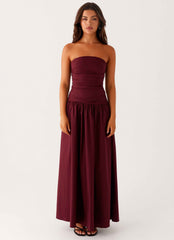 Carmel Maxi Dress - Mulberry Strapless Ruched