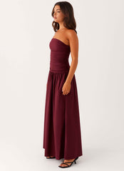 Carmel Maxi Dress - Mulberry Strapless Ruched
