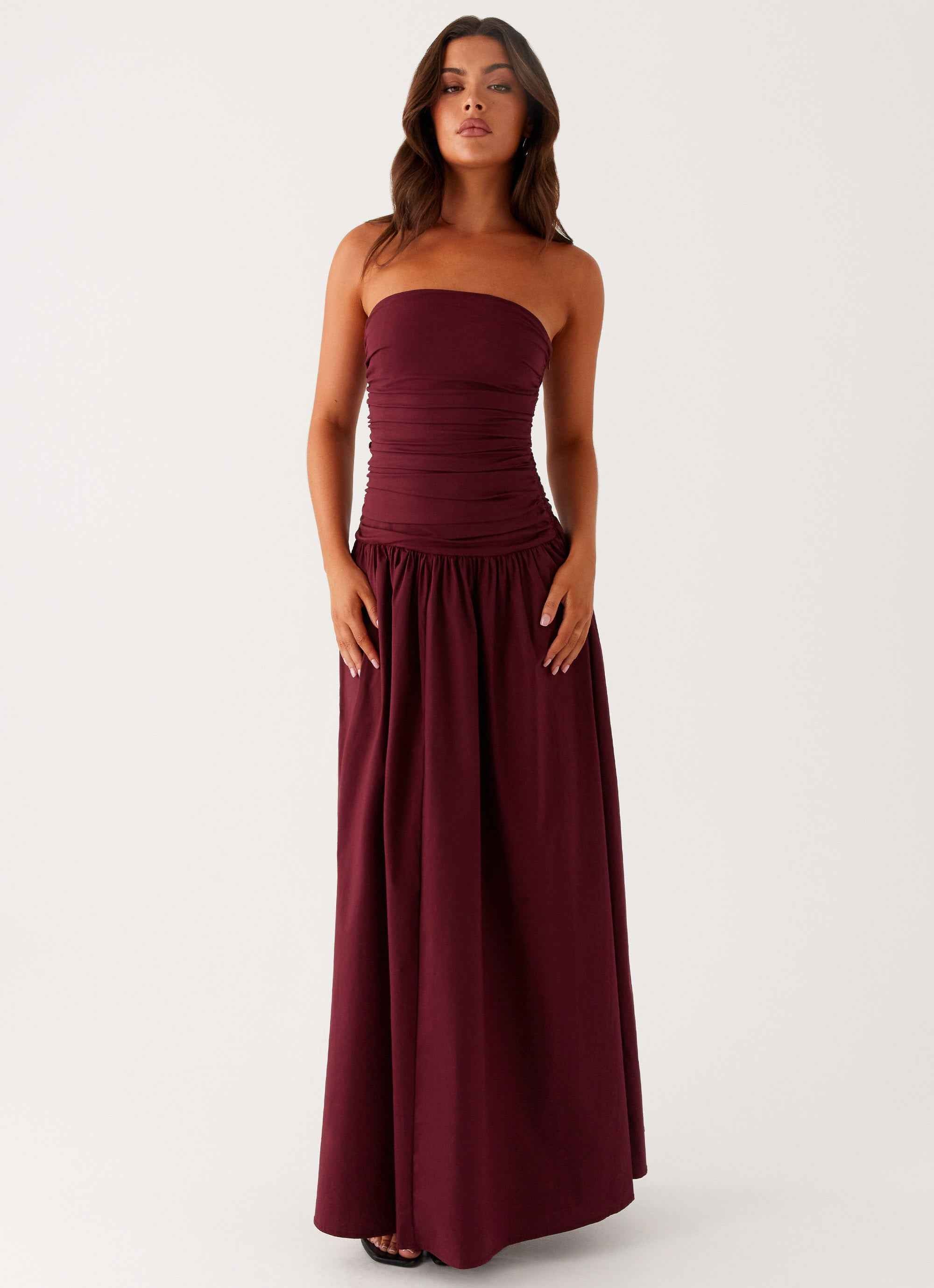 Carmel Maxi Dress - Mulberry Strapless Ruched