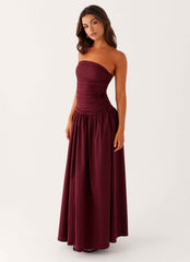 Carmel Maxi Dress - Mulberry Strapless Ruched