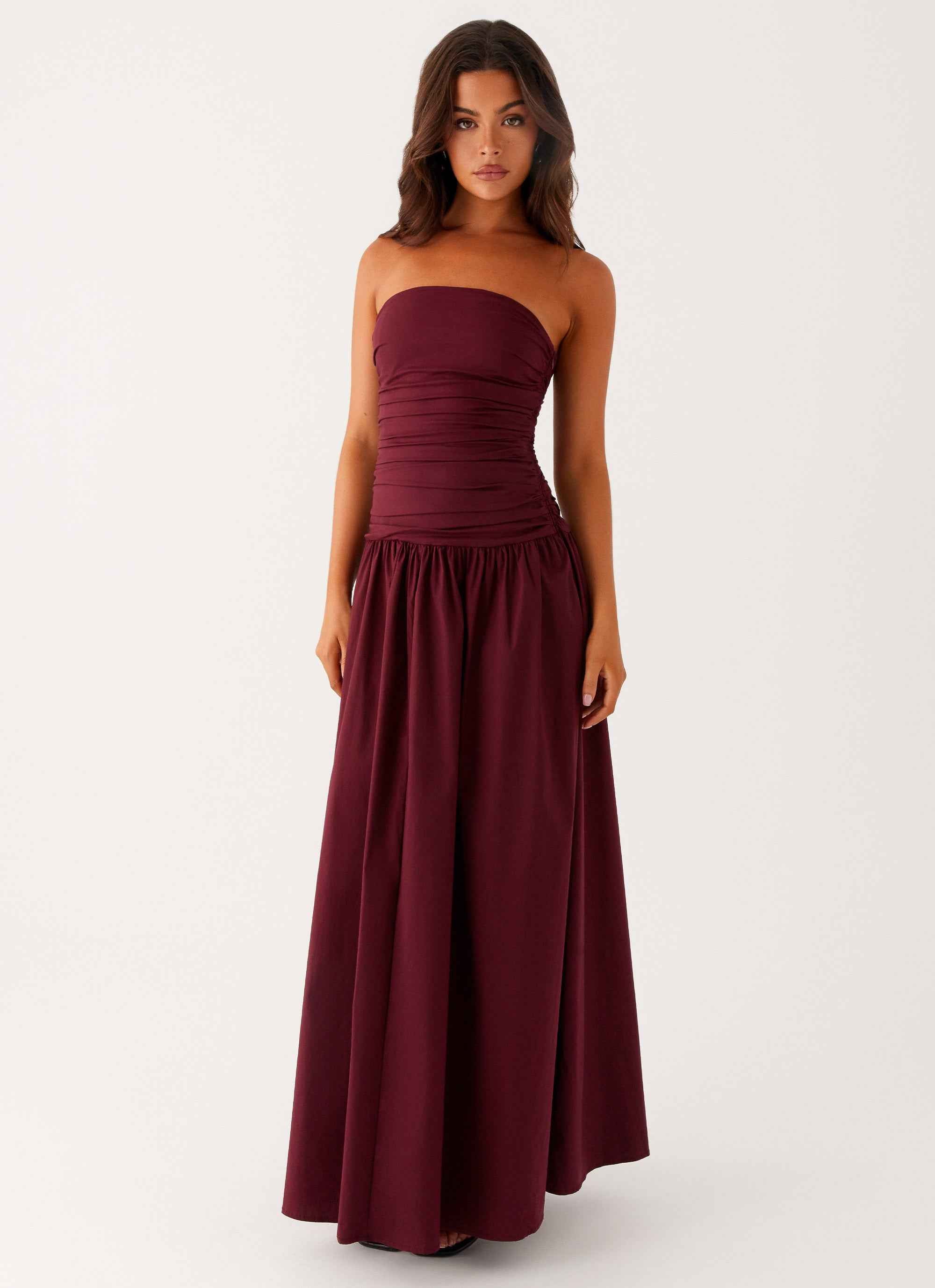 Carmel Maxi Dress - Mulberry Strapless Ruched