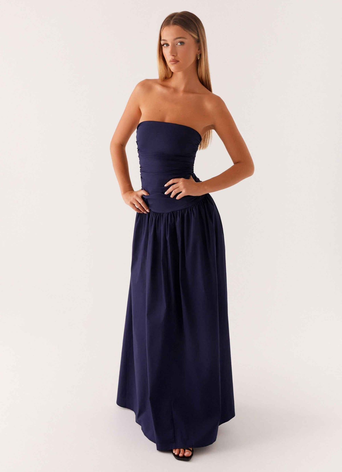 Carmel Maxi Dress - Navy Strapless Ruched