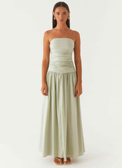 Carmel Maxi Dress - Sage Strapless Ruched