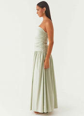 Carmel Maxi Dress - Sage Strapless Ruched