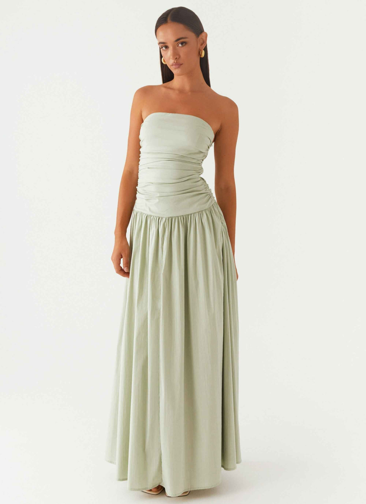 Carmel Maxi Dress - Sage Strapless Ruched