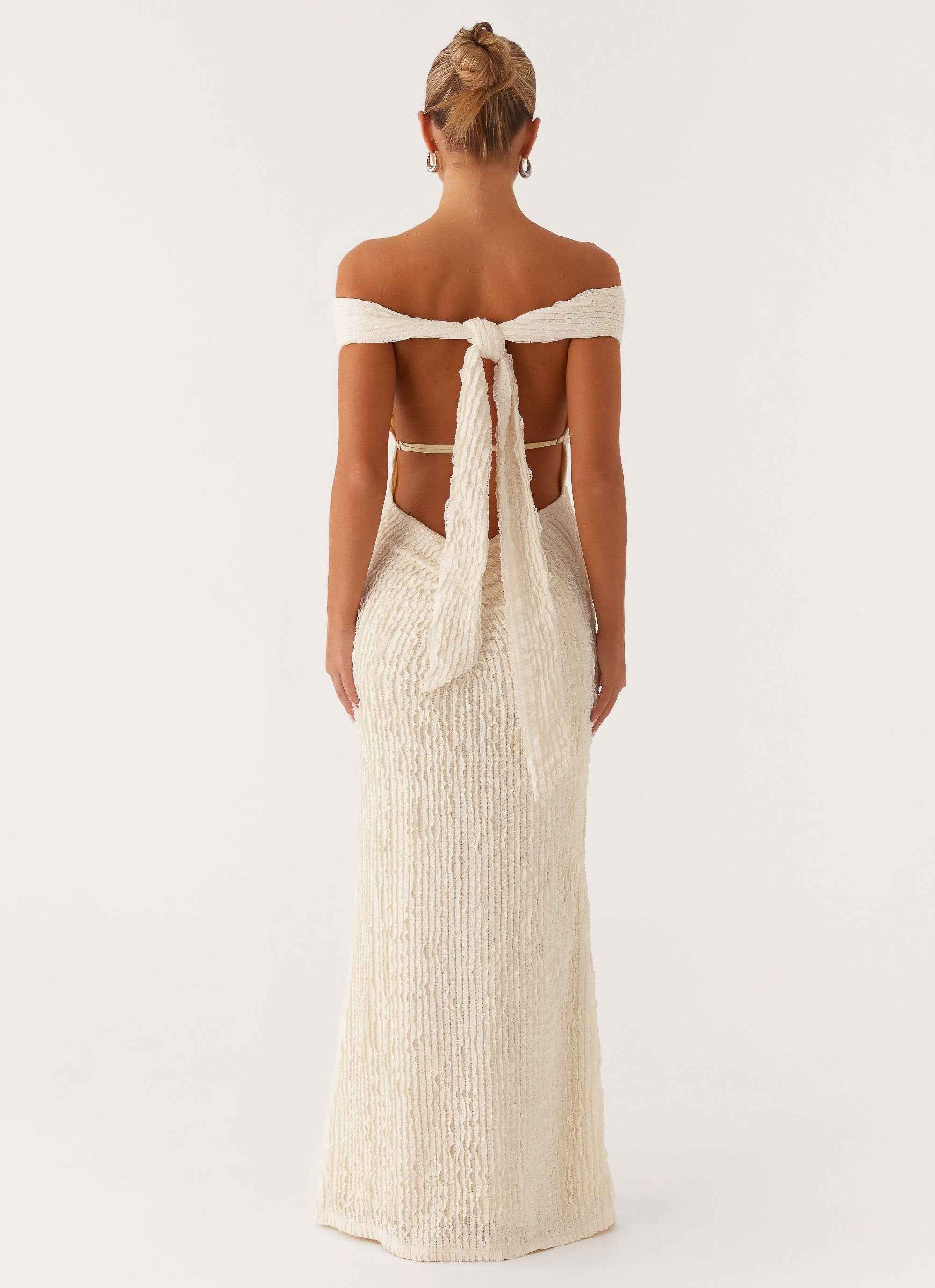 Chantelle Maxi Dress - Ivory Off-Shoulder Ruched
