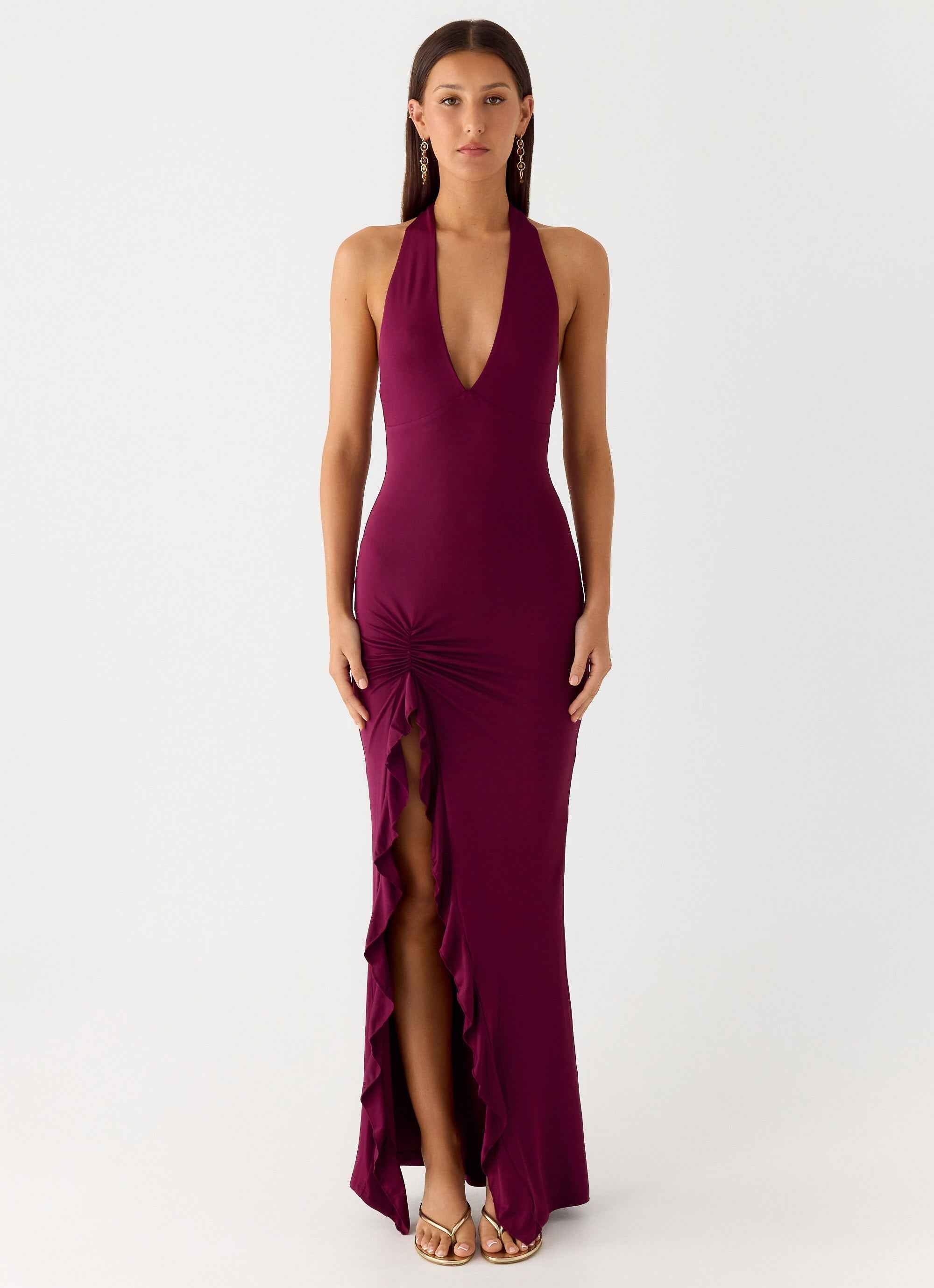 Charmed Maxi Dress - Plum Open Back