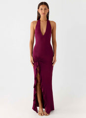 Charmed Maxi Dress - Plum Open Back