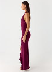Charmed Maxi Dress - Plum Open Back