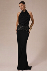 Adele Halter Backless Sequin Maxi Dress