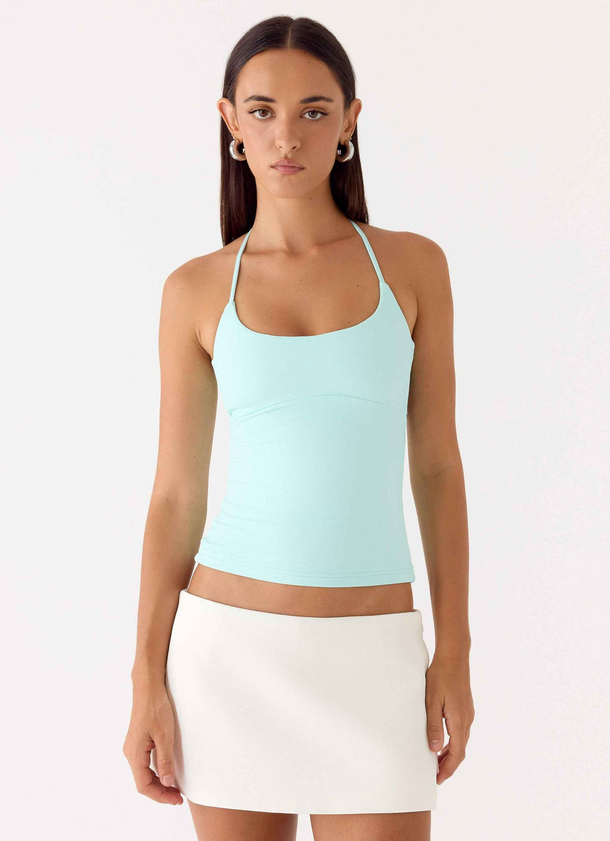 Chauncey Mini Halter Top - Aqua Stretch Jersey
