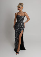Counting Stars Sequin Gown - Black