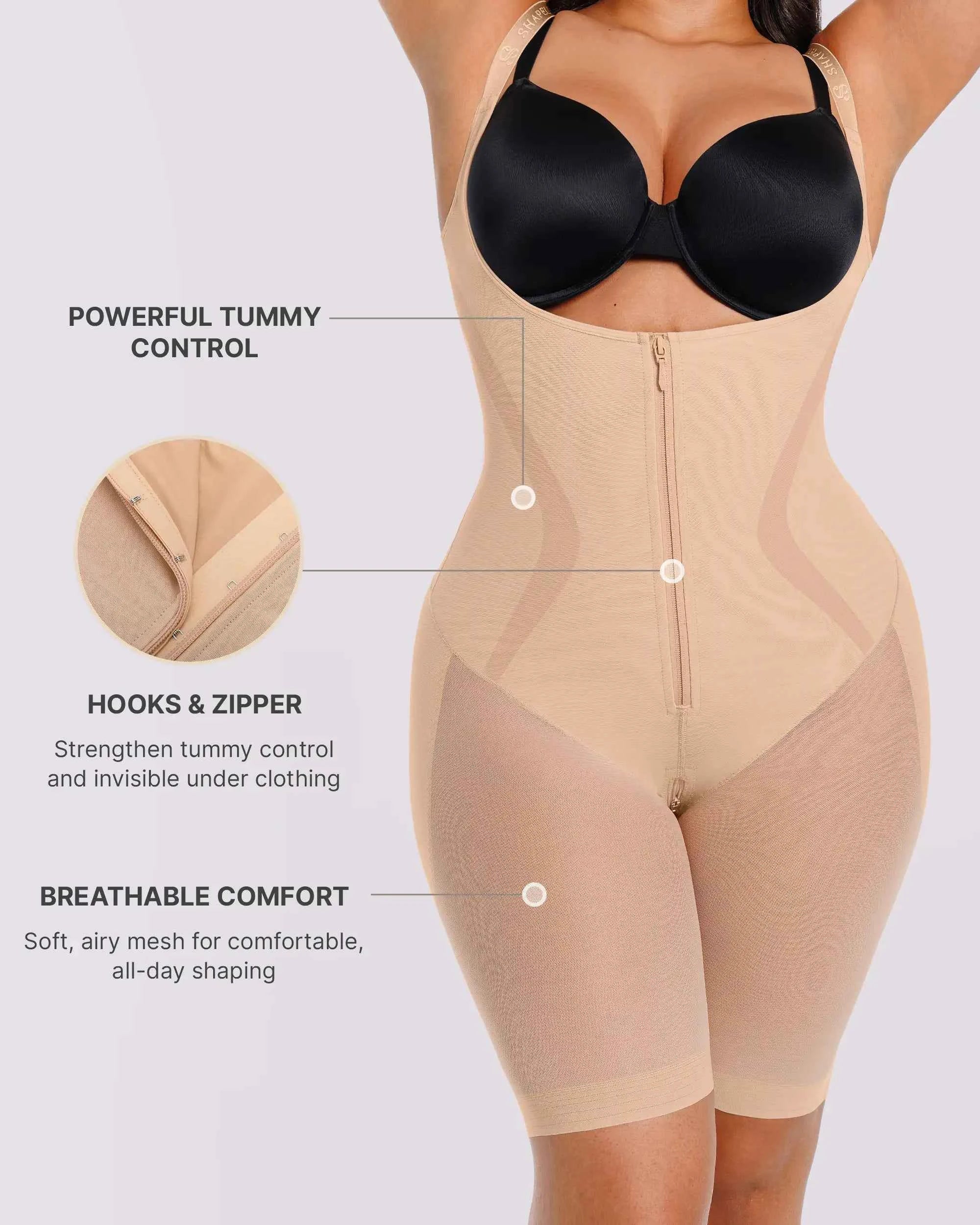 Curve Codeâ„?Maxi Bodysuit - Black Breathable Smoothing