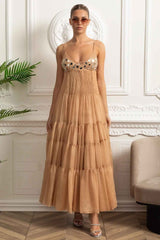 TIERED MESH MAXI SUMMER DRESS