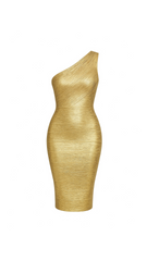 Jessica Gold One-Shoulder Mini Dress