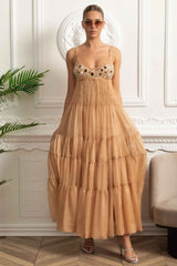 TIERED MESH MAXI SUMMER DRESS