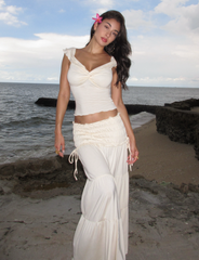 Denali Maxi Skirt - Bone Jersey Shirred Waistband