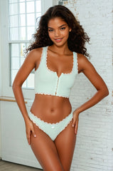 Rib Knit Sleepwear Bralette and Thong