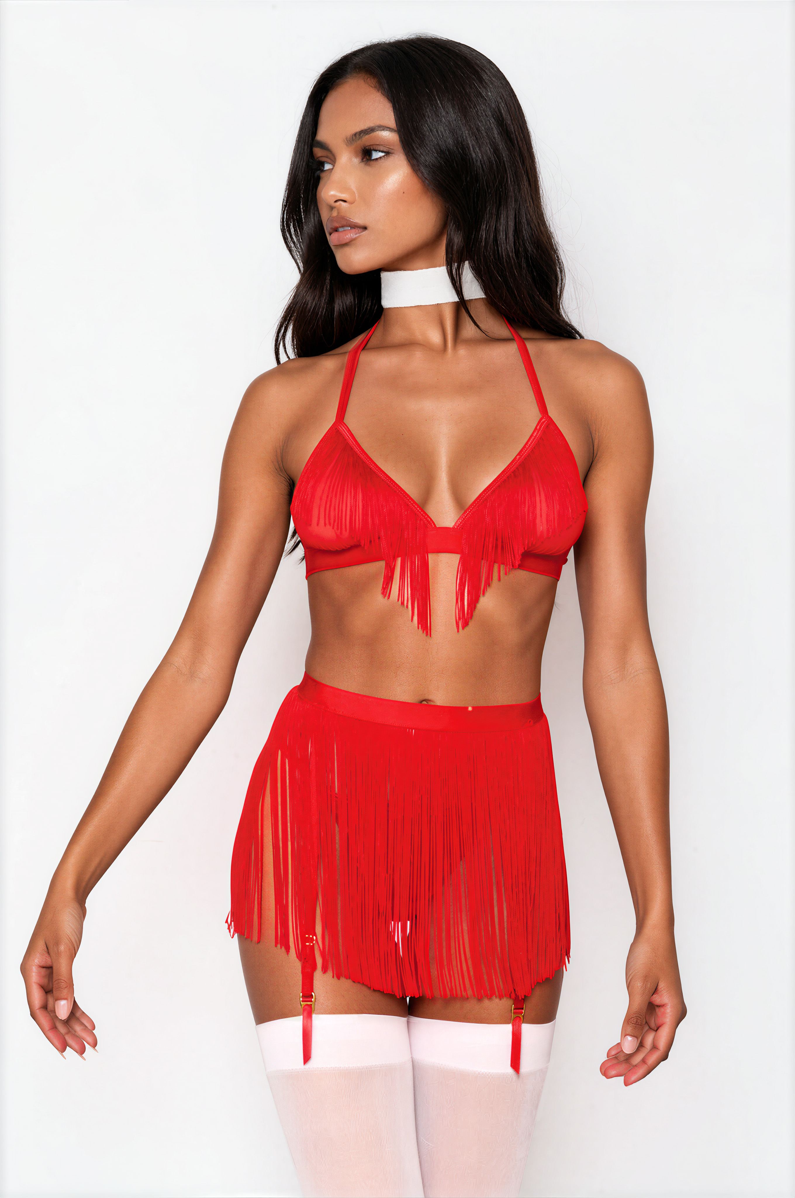 Fringe Bra and Skirt Set