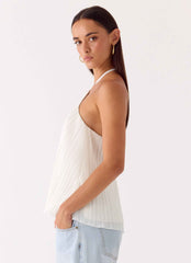 Danni Mini Halter Top - White Flare Hemline