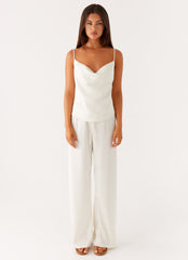 Deacon Satin Pants - Butter Low Rise