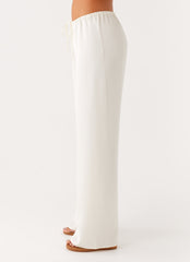 Deacon Satin Pants - Butter Low Rise