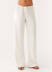 Deacon Satin Pants - Butter Low Rise