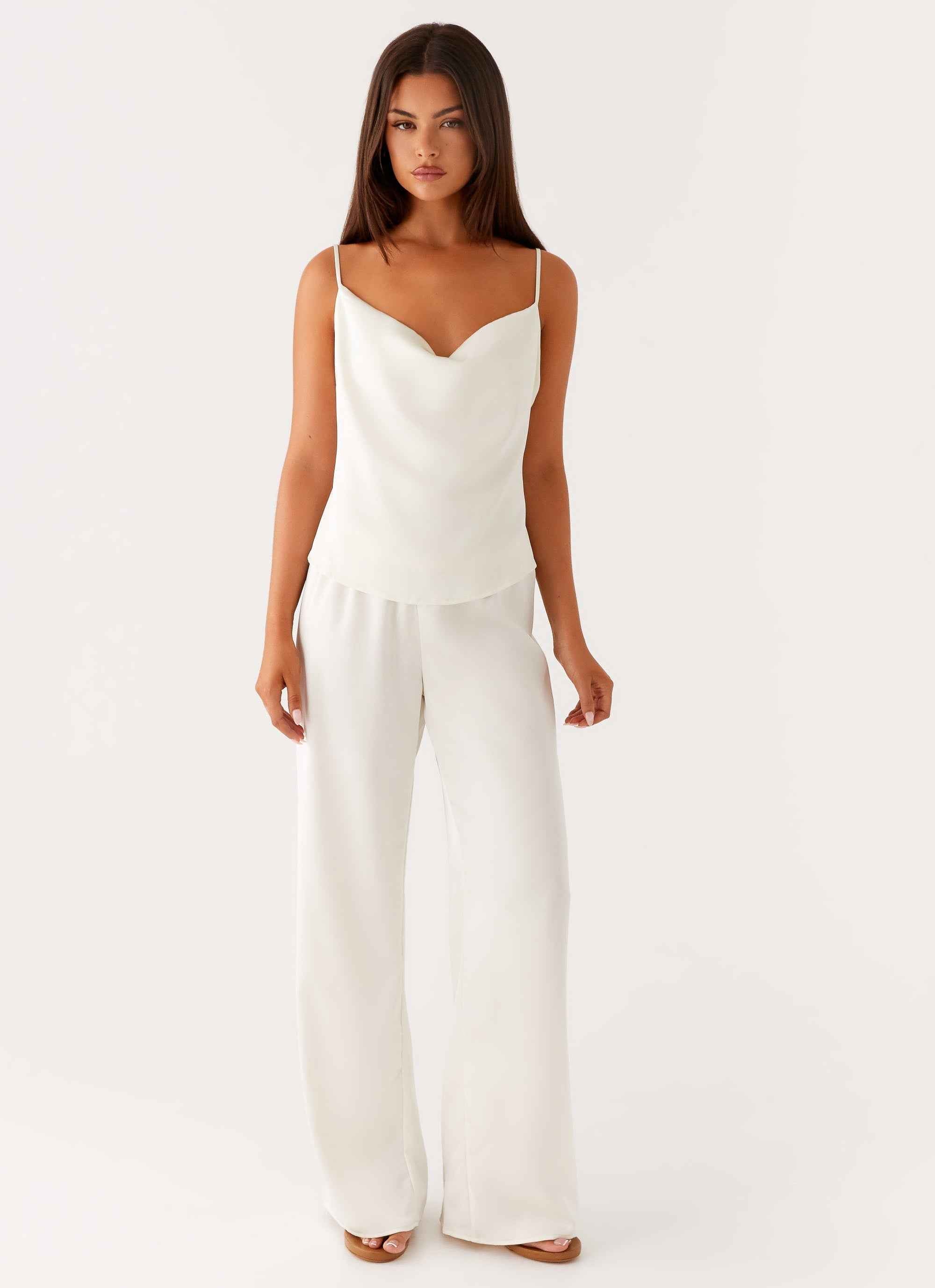 Deacon Satin Pants - Butter Low Rise